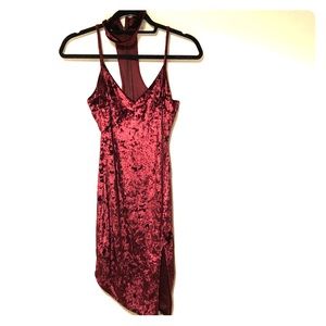 Maroon velvet dress